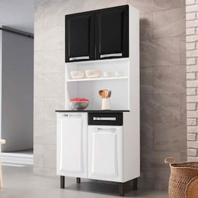 Cozinha Compacta Itatiaia Pratika com 4 Portas, 1 Gaveta e 5 Prateleiras - 80cm de largura Preto