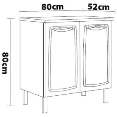 Balcão Duplo Itatiaia New Premium com 2 Portas e 2 Prateleiras - 80cm de largura Branco