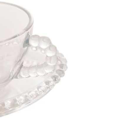 Conjunto com 4 Xícaras e Pires para Chá Wolff Pearl Coração em Cristal - 180 ml