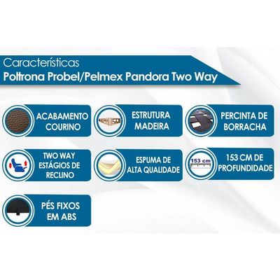 Poltronas de Amamentação Reclinável França Mitus Two Way Courano Preto - Probel