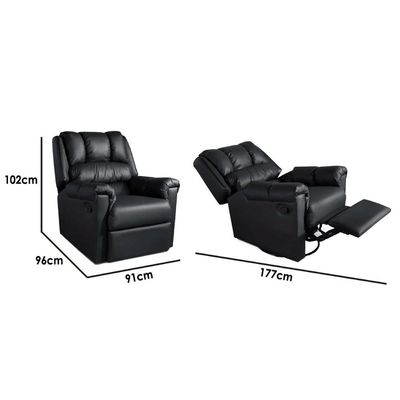 Poltrona Reclinável p/ Sala Vermont Zero Wall c/ Massagem Courano Preto - Probel