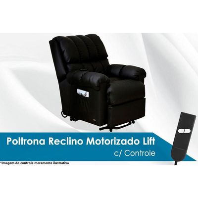 Poltrona do Papai Reclinável Texas Fantastic Zero Wall Motorizada c/ Lift Courano Preto - Probel