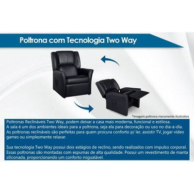Poltrona Casal Reclinável Supreme Pandora Two Way Courano Preto - Probel