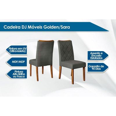 Kit 2 Cadeiras Sala Jantar Golden 2 Un Rústico Malbec/Linho Bronze - DJ Móveis