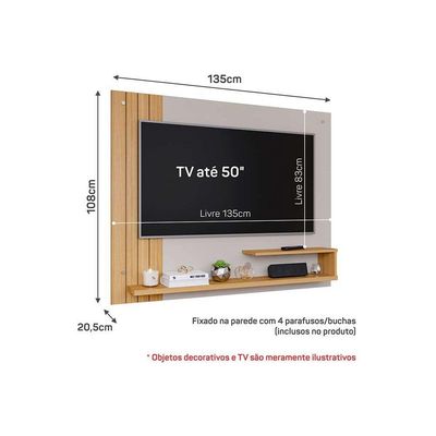 Painel para TV Dunas até 50 Polegadas Off White/Nature - Permóbili