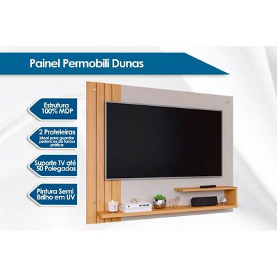 Painel para TV Dunas até 50 Polegadas Off White/Nature - Permóbili