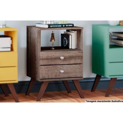 Mesa Lateral p/ Sala RT3103 c/ 2 Gavetas Rustico - Movelbento