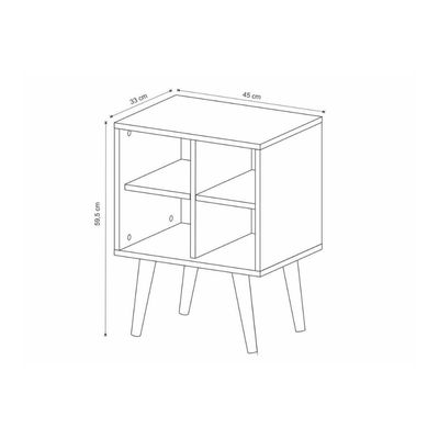 Mesa Lateral p/ Sala E1720 c/ 4 Nichos Natural/Off White - Tecno Mobili