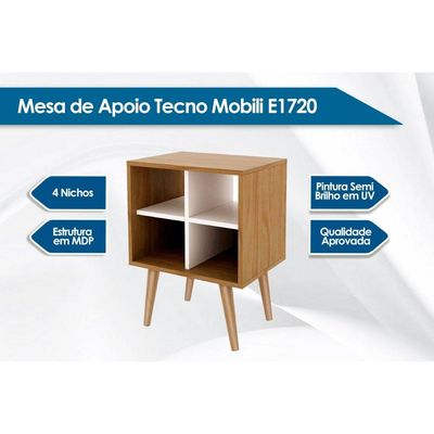 Mesa Lateral p/ Sala E1720 c/ 4 Nichos Capuccino/Off White - Tecno Mobili
