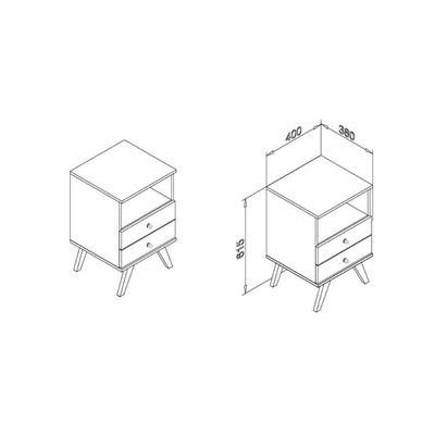Mesa Cabeceira RT3103 c/ 2 Gavetas Rustico - Movelbento