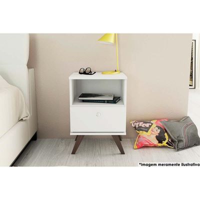 Mesa Cabeceira RT3019 c/ 1 Gaveta Branco - Movelbento