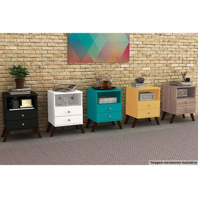 Mesa Cabeceira Casal RT3103 c/ 2 Gavetas Branco - Movelbento