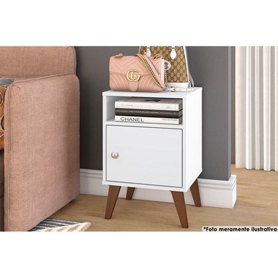 Mesa Cabeceira Casal RT3145 c/ 1 Porta Branco - Movelbento