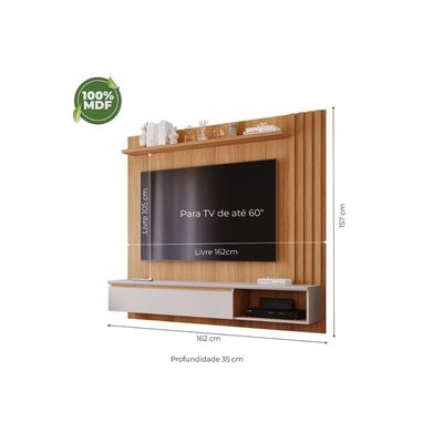 Home para TV Panama Plus até 60 Polegadas c/ 1 Porta e 1 Nicho Off White/Nature - Permóbili