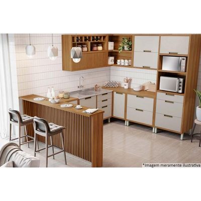 Bancada Ilha Cozinha Painel Imperatriz 200cm Freijó - Nesher