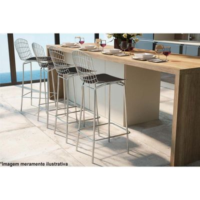 Banqueta Sala de Jantar Trama PB22CR 1 Un Vinil Preto/Cromado - Pozza