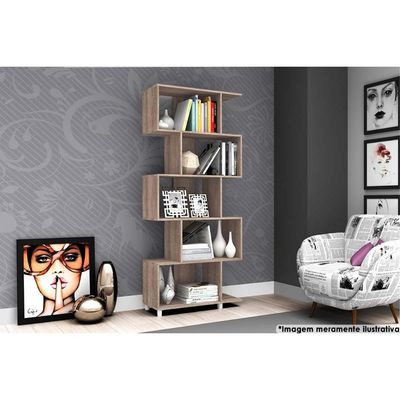 Estante Livreiro Casal ESM209 c/ 5 Nichos Rustico - Movelbento