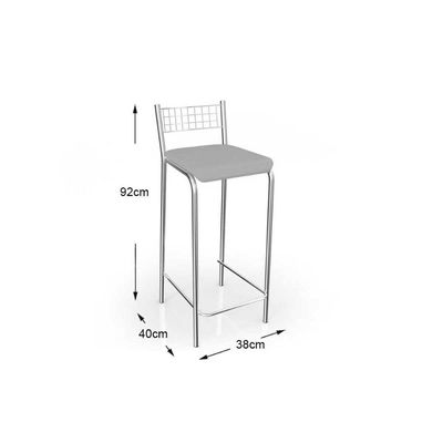 Banqueta Sala de Jantar Gênova 1B705CR 1 Un Cromado/Courano Preto - Kappesberg