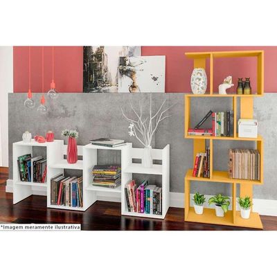Estante de Livros ESM218 c/ 4 Nichos Preto - Movelbento