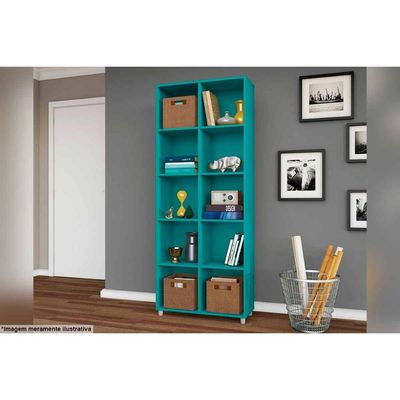Estante de Livros ESM225 c/ 10 Nichos Branco - Movelbento