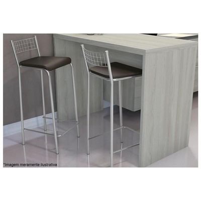 Banqueta de Cozinha Gênova 2B705CR Kit 2 Un Cromado/Courano Preto - Kappesberg