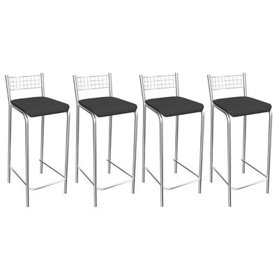 Banqueta de Cozinha Gênova 1B705CR 4 Un Cromado/Courano Preto - Kappesberg