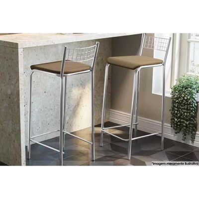 Banqueta de Cozinha Gênova 1B705CR 4 Un Cromado/Courano Preto - Kappesberg