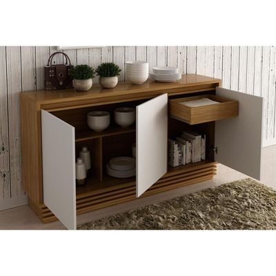 Buffet de Sala Jantar BB2610 3 Portas Natural/Off White - Tecno Mobili