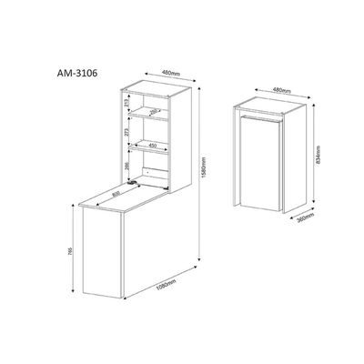 Armário Multiuso Lavanderia AM3106 c/ Mesa Retrátil e 2 Prateleiras Branco - Tecno Mobili