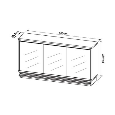 Buffet de Sala Jantar BB2609 3 Portas c/ Espelho e 1 Gaveta Natural - Tecno Mobili
