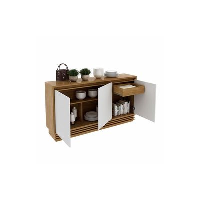 Buffet de Sala Jantar BB2610 3 Portas Natural/Off White - Tecno Mobili