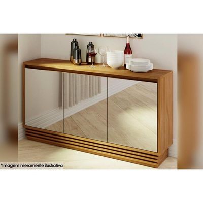 Buffet de Sala Jantar BB2609 3 Portas c/ Espelho e 1 Gaveta Natural - Tecno Mobili