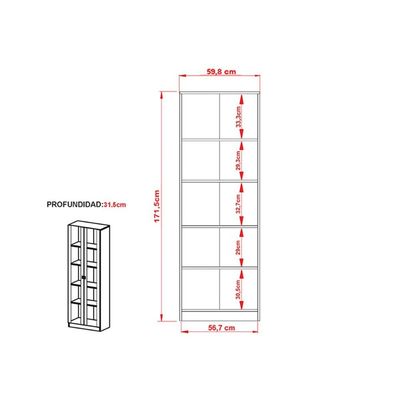 Armário de Escritório ME4115 c/ 2 Portas c/ Vidro Nogal - Tecno Mobili