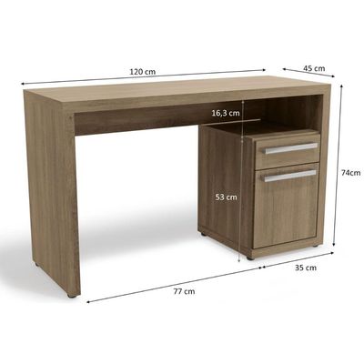 Escrivaninha p/ Escritório S970 c/ 1 Porta e 1 Gaveta Polipropileno Branco - Kappesberg