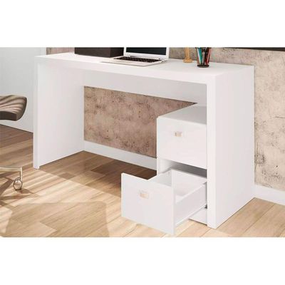 Escrivaninha p/ Escritório ME4130 c/ 2 Gavetas Amêndoa - Tecno Mobili