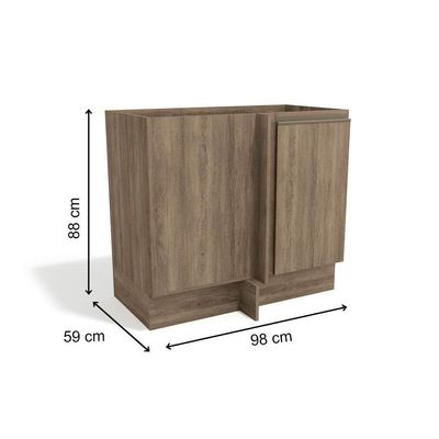 Balcão de Cozinha Canto Reto Maxxi G748 c/ 1 Porta s/ Tampo 98cm Nogal - Kappesberg
