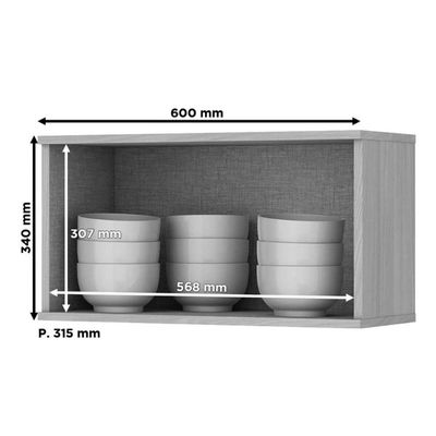 Armário Aéreo p/ Cozinha Connect 60cm c/ 1 Porta Basculante Duna/Cristal - Henn