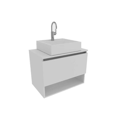 Balcão p/ Banheiro Suspenso BN3606 1 Porta cor Amêndoa/Branco - Tecno Mobili