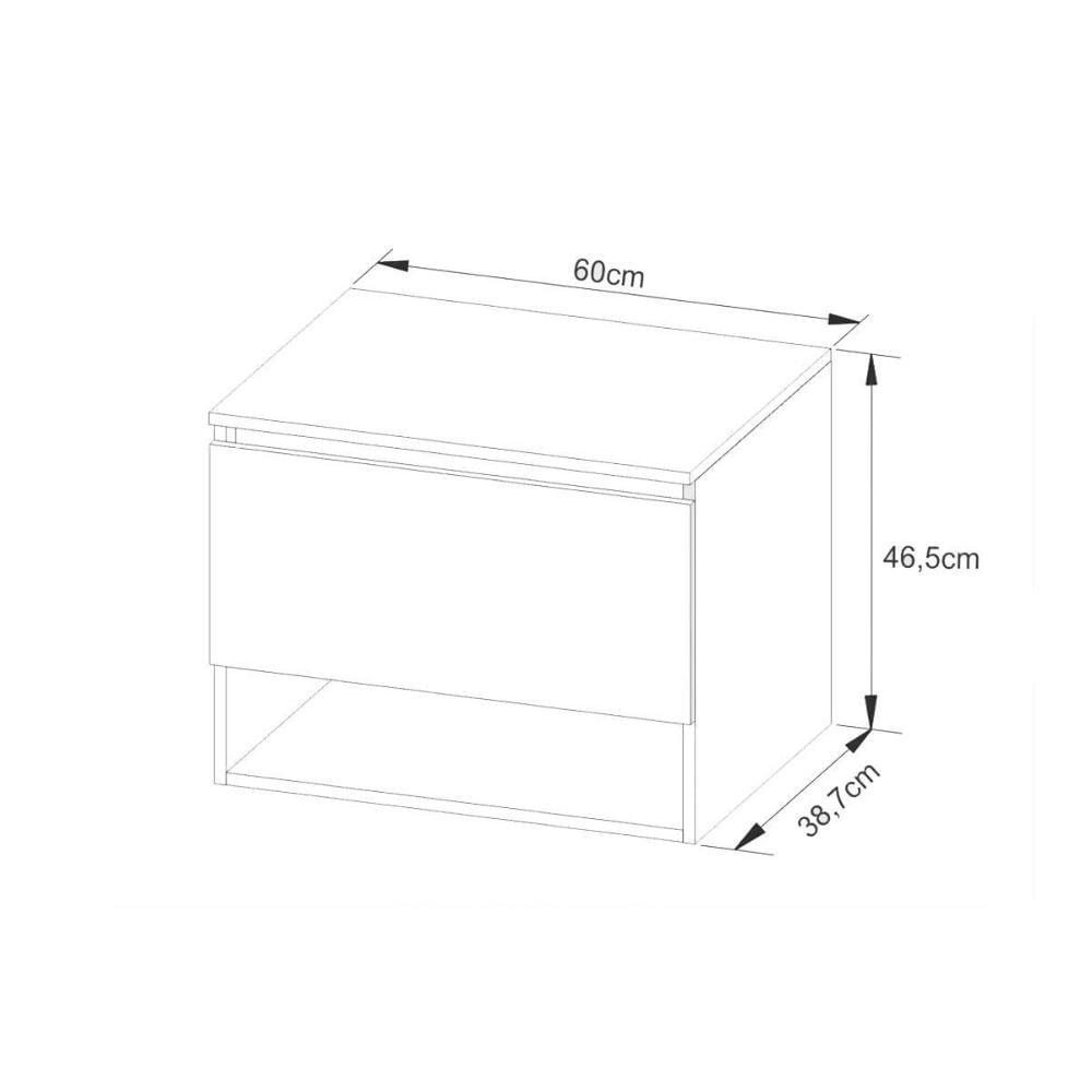 Balcão p/ Banheiro Suspenso BN3606 1 Porta cor Amêndoa/Branco - Tecno Mobili