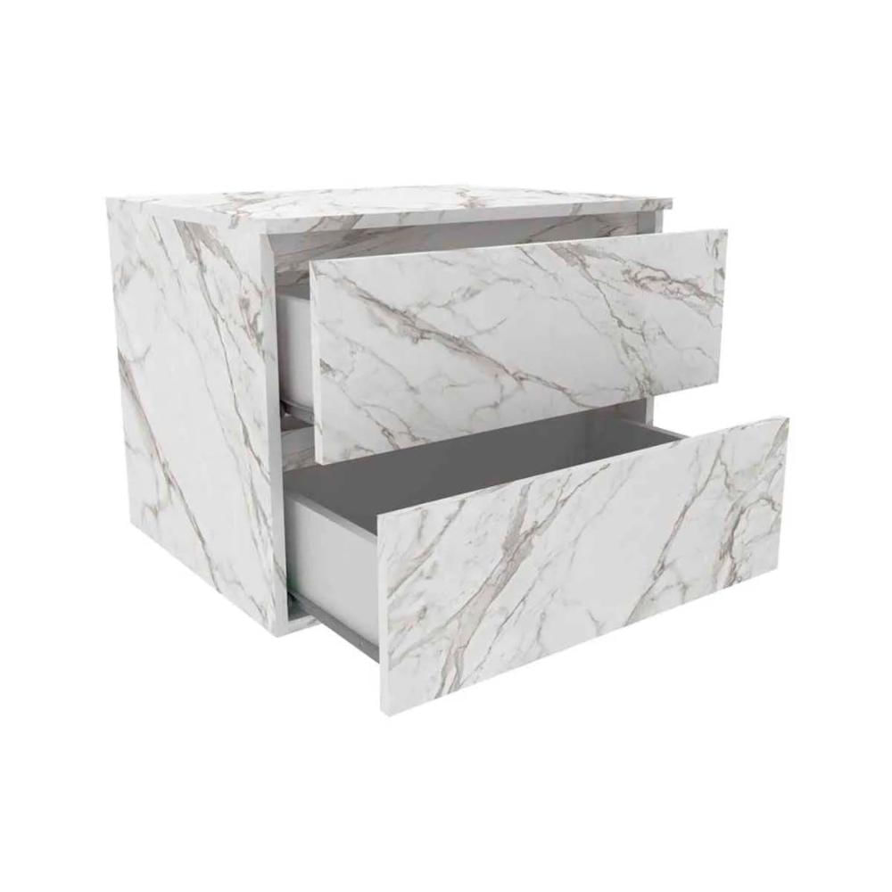 Balcão p/ Banheiro Suspenso BN3607 2 Gavetas cor Mármore Lunar - Tecno Mobili