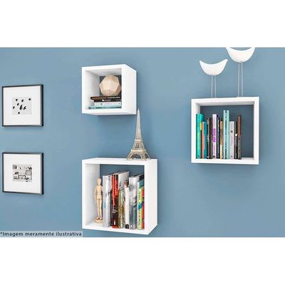Cubo Quarto Solteiro Nicho Triplo AM 3078 Branco - Movelbento