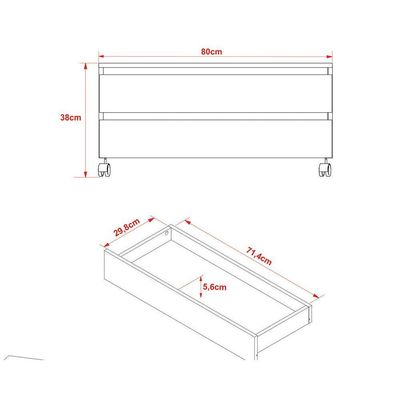 Balcão p/ Banheiro BN3603 2 Gavetas c/ Rodízio cor Mármore Branco - Tecno Mobili