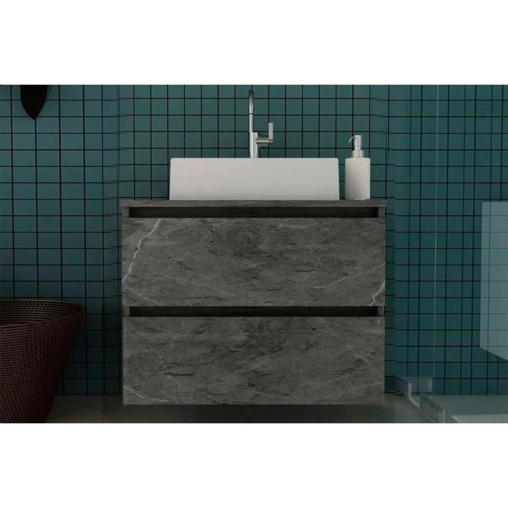 Balcão p/ Banheiro Suspenso BN3607 2 Gavetas cor Mármore Lunar - Tecno Mobili