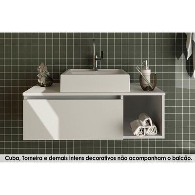 Balcão p/ Banheiro Suspenso BN3601 1 Porta cor Branco - Tecno Mobili