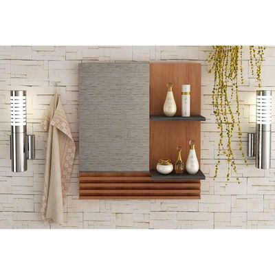 Armário p/ Banheiro Espelheira Suspensa BN3614 cor Amendoa/Marmore Branco - Tecno Mobili