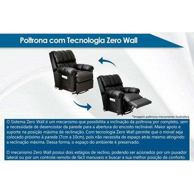 Poltrona Casal Reclinável Atlanta Pietra Zero Wall c/ Giro e Balanço Courano Bege - Probel