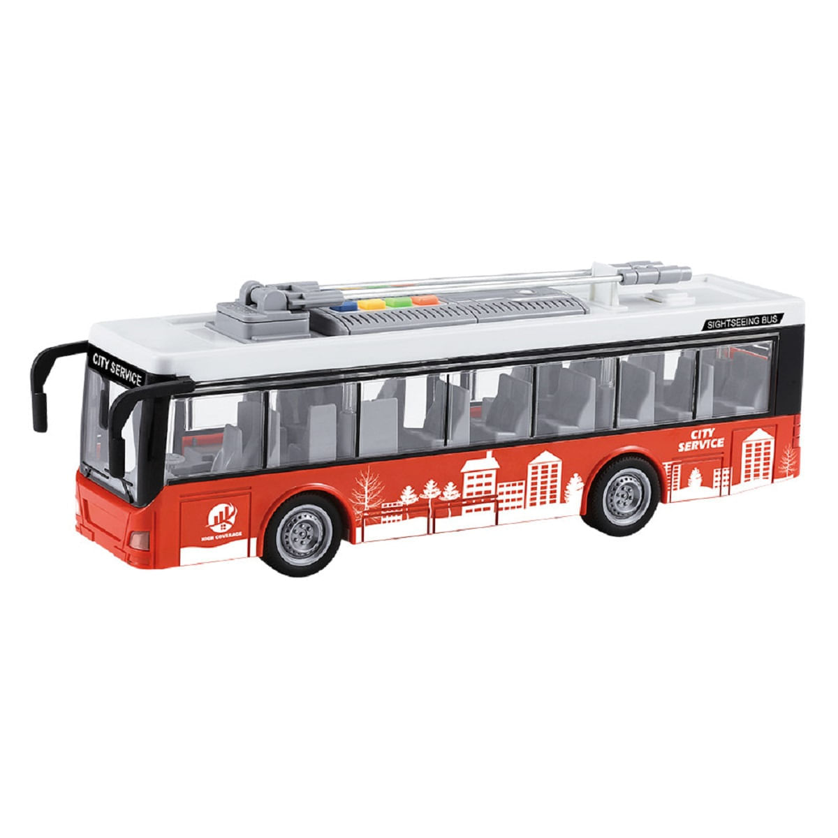 Ônibus Com Fricção Luz E Som Vermelho E Branco Dm Brasil Dmt6165