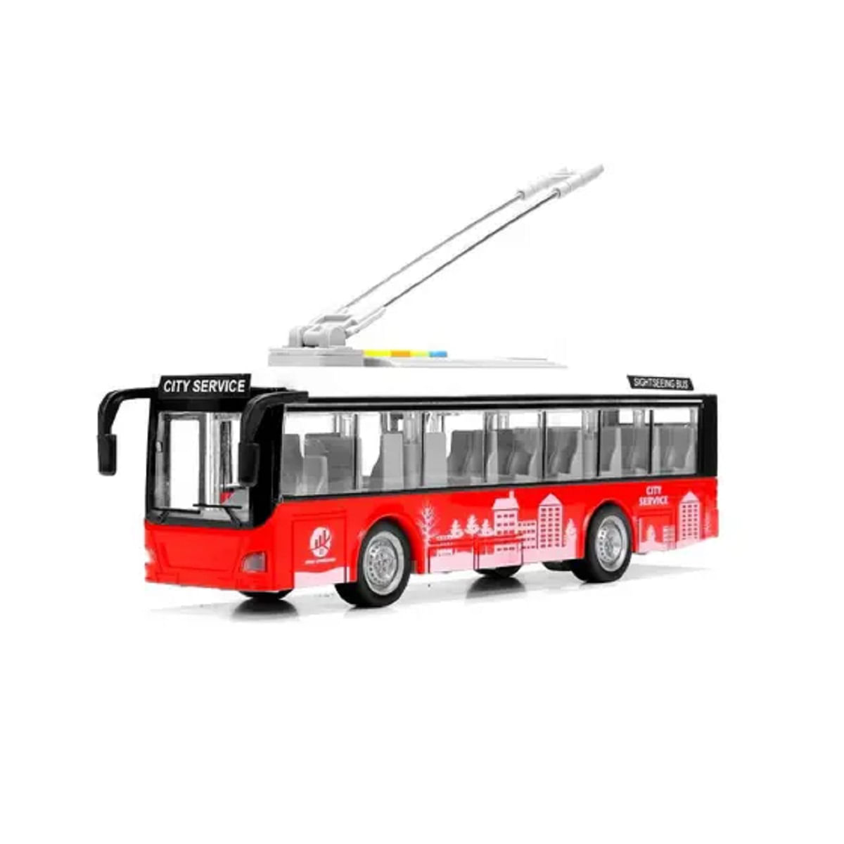 Ônibus Com Fricção Luz E Som Vermelho E Branco Dm Brasil Dmt6165