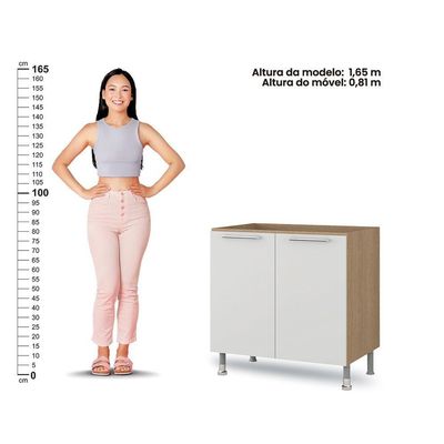 Balcão Cozinha Ditália Aspen 2pt Cd-102 Carvalho/branco