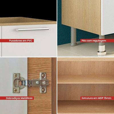 Balcão Cozinha Ditália Aspen 2pt Cd-102 Carvalho/branco